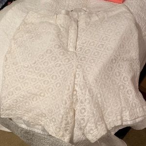 Worthington white lace shorts with silk lining